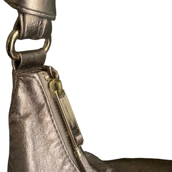 Elliot Lucca Short Strap Leather Mini Hobo Bag Pewter Ladies Short Strap Handbag - Picture 5 of 11